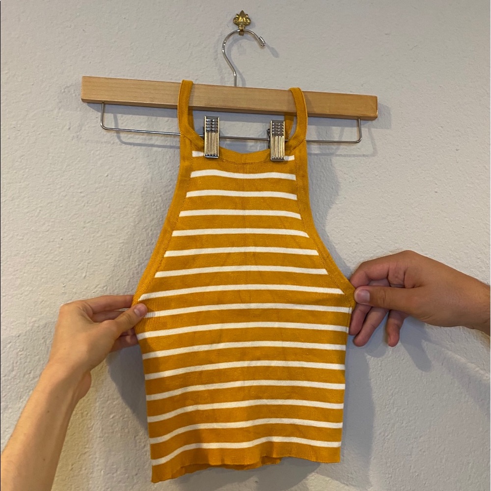 Orange and White striped cotton Halter top